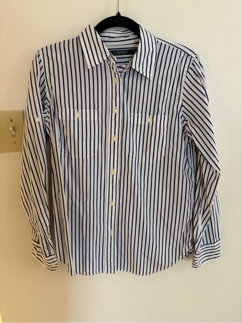 Lauren Ralph Lauren Navy Stripe Button-Up Shirt - XS
